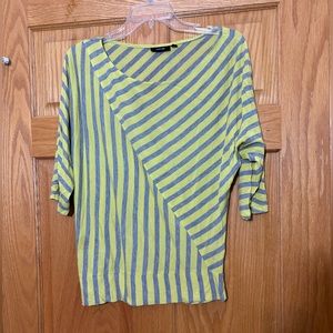 Apt 9 yellow and gray striped short sleeve top